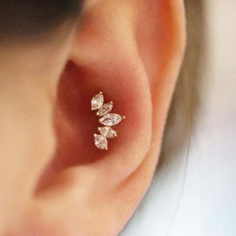 1pcs Crown Shape Cartilage Earrings Daith Tragus Piercing 6mm Length