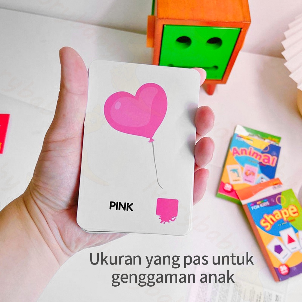 Ivorybaby Flash card edukasi anak isi 36 kartu mainan edukasi anak gambar kata dan huruf