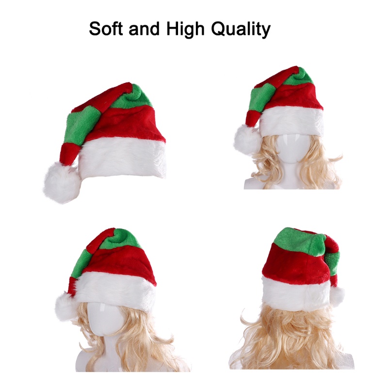 Topi Natal Bahan Plush Bulu Tebal Untuk Unisex