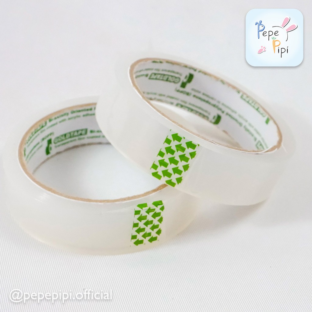 

Solasi Bening Sedang Gold tape Eka tape Lebar 1 inch (24mm) panjang 60 yard