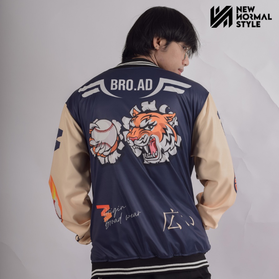 TIGER HEAD SERIES Jaket Baseball Varsity Bomber Vintage Jacket Casual Pria Wanita Cowok Laki Distro Keren Dewasa Terbaru Original