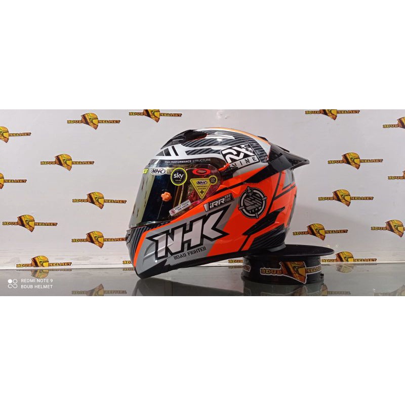 Helm Nhk full face RX9 paket ganteng motif racer x orange flouricent visor flat iridium-6