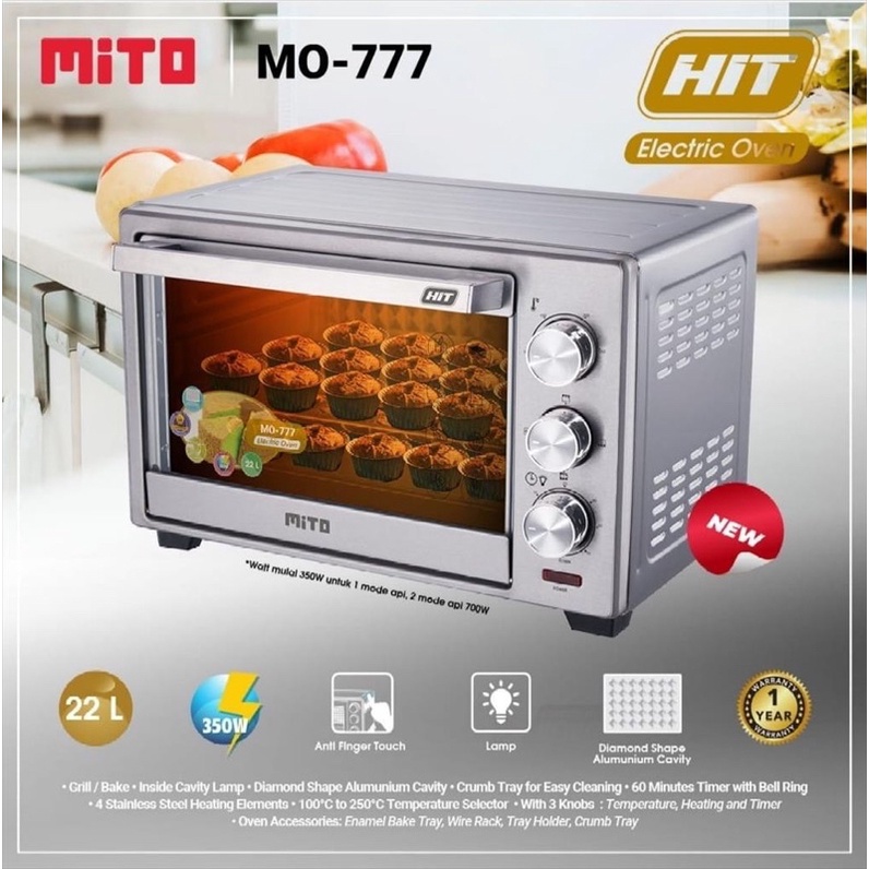 MITO OVEN LISTRIK MO777 /  MO 777 / MO-777 HIT  22 LITER 350W [ RESMI ]