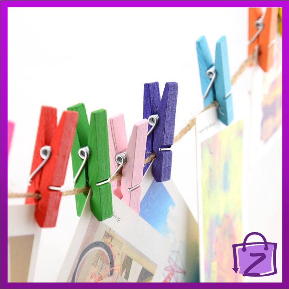 Klip Jepit Kayu Mini Warna | Jepitan Foto Kayu Warna | Penjepit Kayu Warna | Wooden Clip Colour