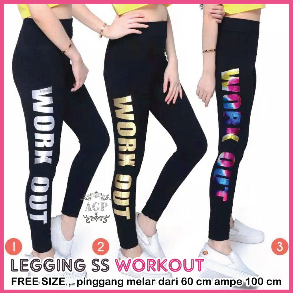 Legging Sablon Samping ( SS ) Work out / Legging wanita jumbo / Legging import wanita workout