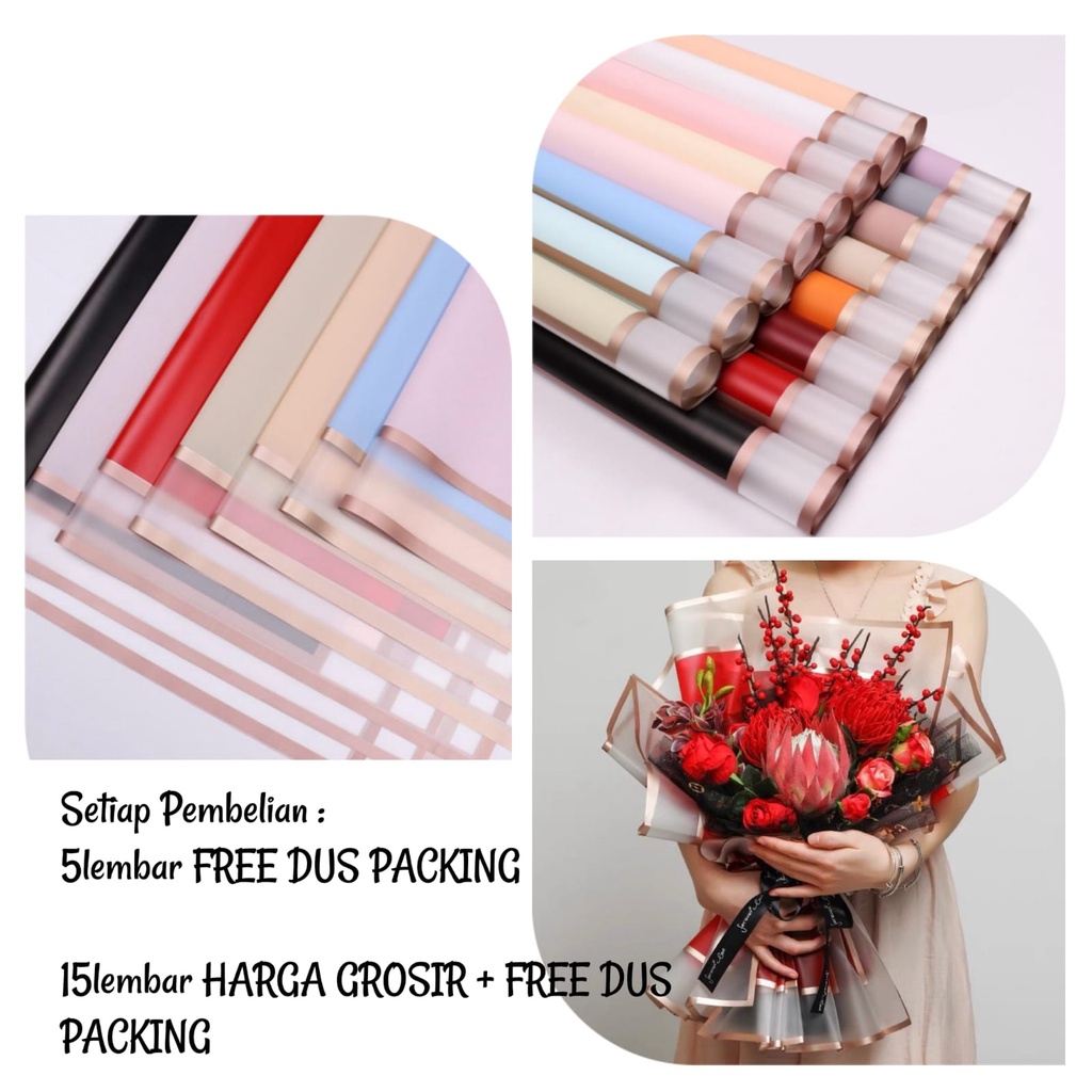 

UM119 5Lembar-Kertas Bunga Buket Lis Transparan Gold/Kertas Buket Bunga Florist Cellophane/Flower Wrapping Paper