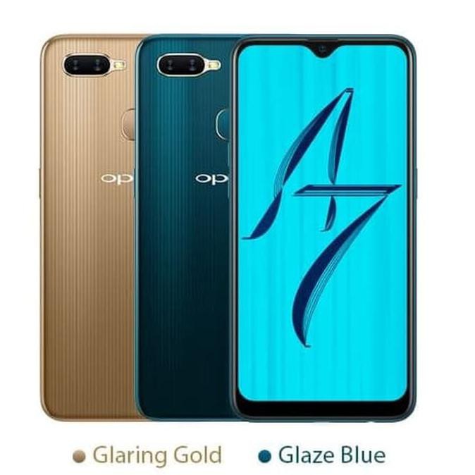 TERMURAH OPPO A7 3/64 RAM 3GB ROM 64GB BARU GARANSI RESMI HARGA SPECIAL - Glazing Blue READY STOCK