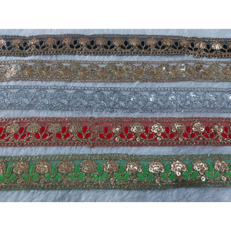 renda india tile payet bunga bordir daun