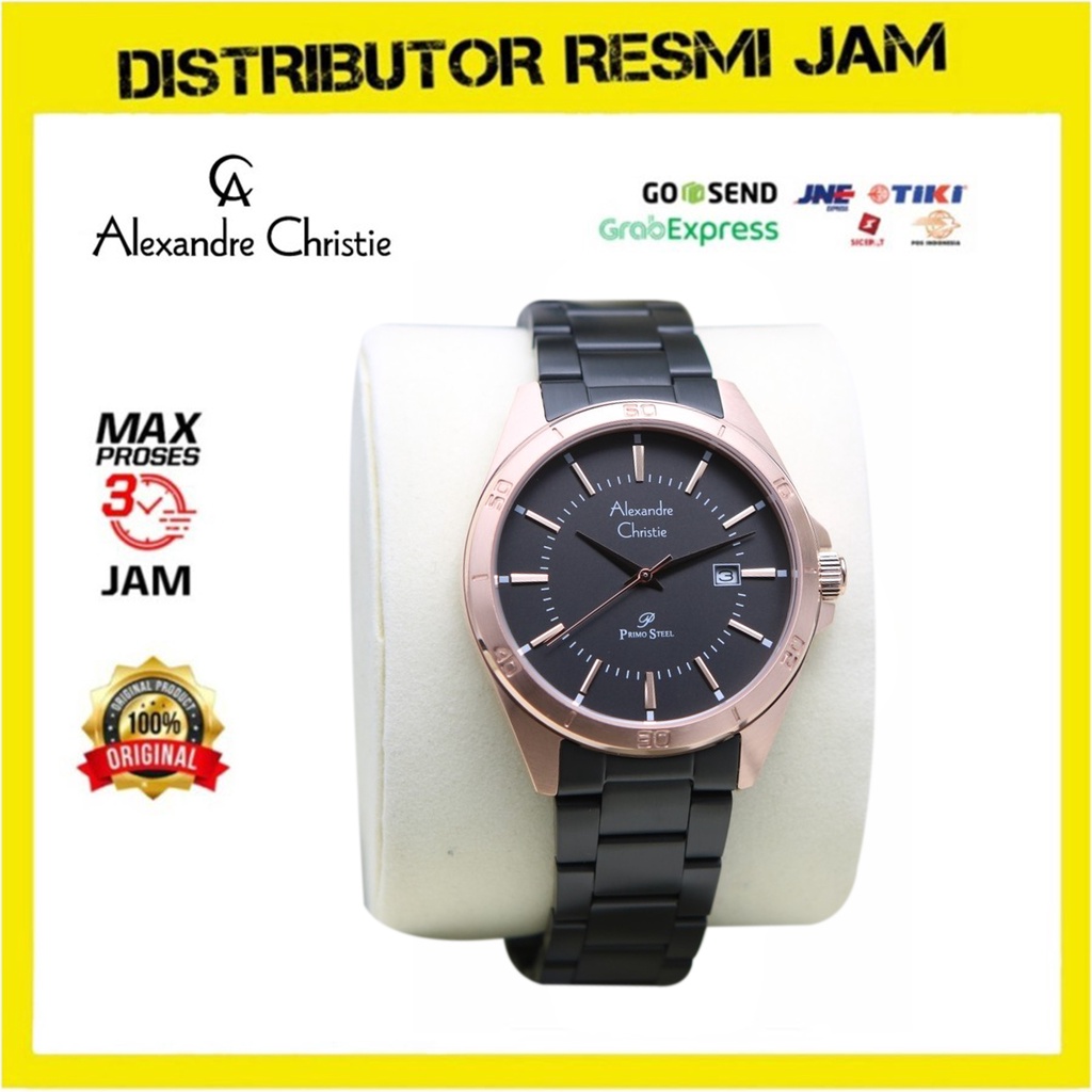 Jam Tangan Pria Alexandre Christie AC1011 AC 1011 Rosegold Black