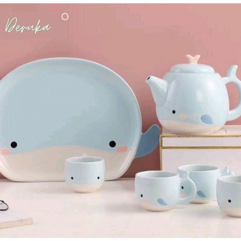Cute Ceramik Tea Set / Teko dan Cangkir Teh Keramik / Teko Teh  Keramik / Cangkir Teh Keramik