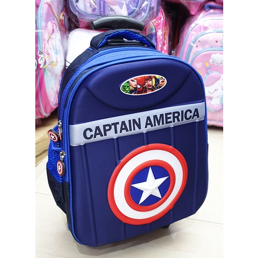 PROMO Tas Sekolah Trolley Roda Dorong Anak TK Gambar SuperHerro Body 3D TIMBUL Import