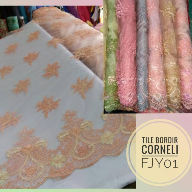 Kain Tile Bordir Corneli Bahan Kebaya Fjy01 Dijual Per Meter Shopee Indonesia