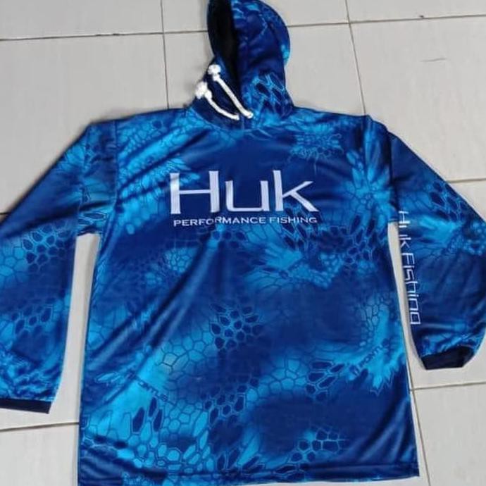 KAOS JERSEY MANCING-BAJU KAOS MANCING BERTOPI HUK BIRU GRADE ORI -gallspt