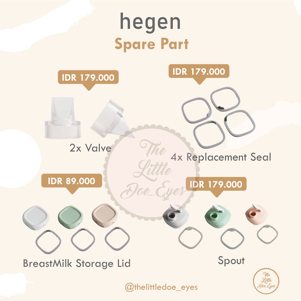 Hegen Spare Part (Valve, Replacement Seals, Spout, Storage lid)