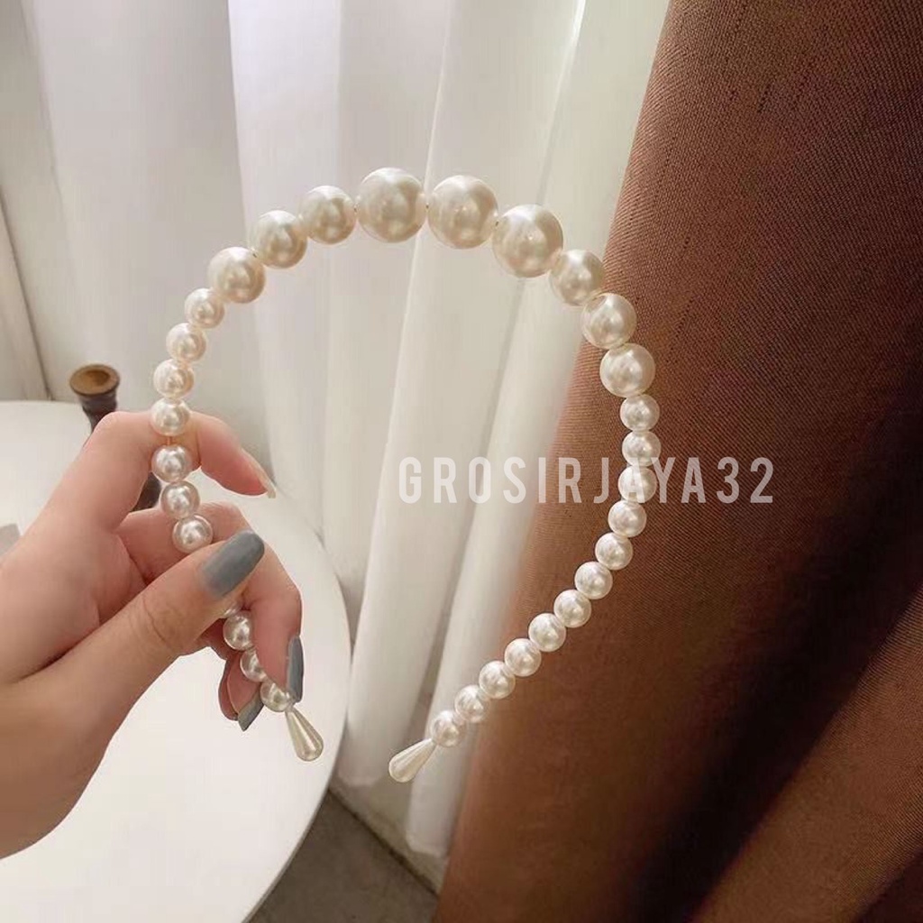 Bando Wanita Gaya Korea Aksen Mutiara Fashion Aksesoris Rambut Untuk Wanita Lokal