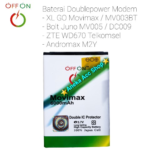 Baterai Doublepower Modem XL Go Movimax MV003BT / Bolt Juno MV005 / DC009 / ZTE WD670 Telkomsel
