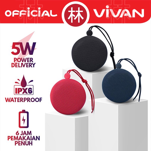 VIVAN VS2 Fabric Bluetooth Speaker IPX6 Waterproof