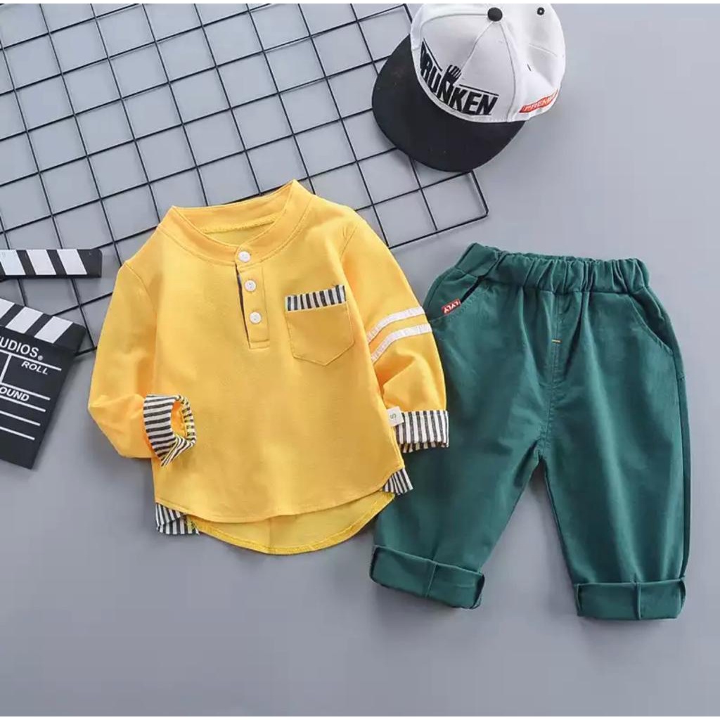 PROMO-SETELAN ANAK BAJU ANAK KAOS ANAK UMUR 1-5 TAHUN SETELAN ANAK POLO KUNING BAJU ANAK LAKI LAKI PAKAIAN ANAK ALKI LAKI SET ANAK LAKI LAKI TERBARU BAJU ANAK TERLARIS BAJU ANAK TERBARU SETELAN ANAK MASA KINI