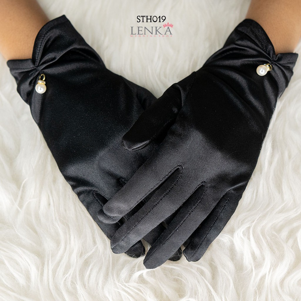 [PRODUK TERBATAS] SARUNG TANGAN WEDDING GLOVE AKSESORIS WANITA PESTA HITAM STH019