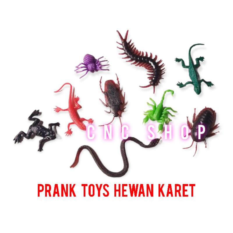 2pcs Mainan Binatang Karet Cicak Ular Kecoa Katak Laba Laba Prank Toys Figurin Hewan Mainan Iseng Murah