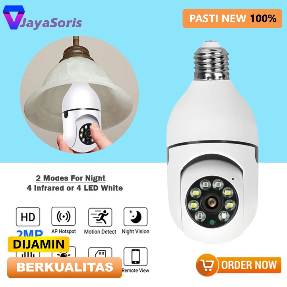 KAMERA MINI TERSEMBUNYI CCTV LAMPU BOHLAM WIFI 360 CAMERA MINI WIFI PENGINTAI KECIL HD LAMP SPY CAM IP WIRELESS TERHUBUNG HP JS155