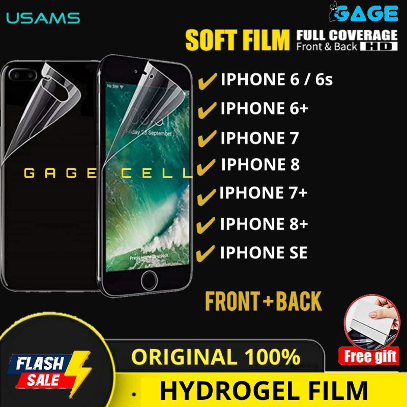 USAMS - HYDROGEL HYBRID FULL COVER IPHONE 6 6S 7 8 PLUS SE ANTI GORES SCREEN PROTECTOR ORIGINAL