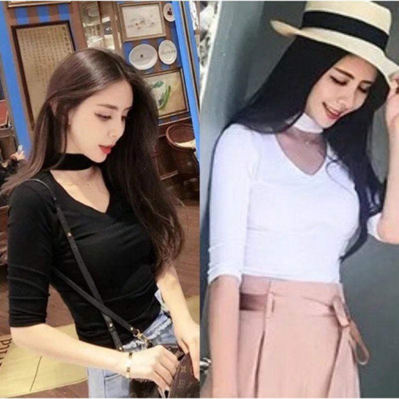 NORINE KOREAN CROP TOP TURTLE NECK CHOCKER 608