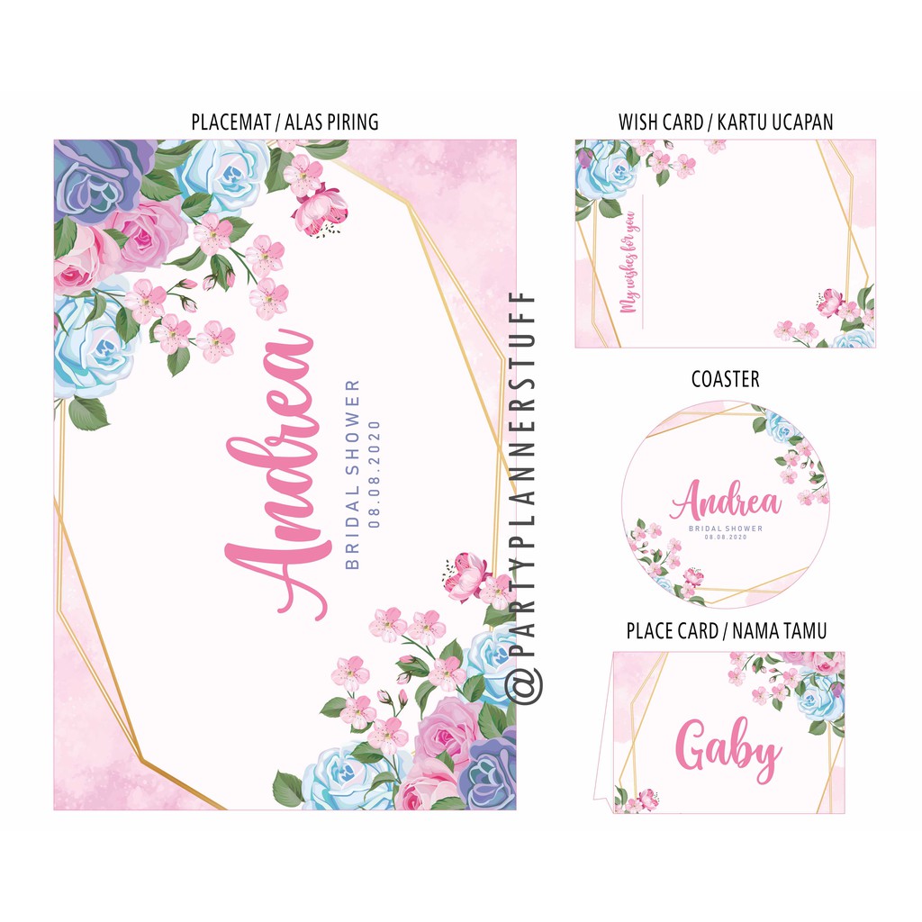 Table set bridal shower bride to be decor meja farewell party graduation engagement mom to be dekor 