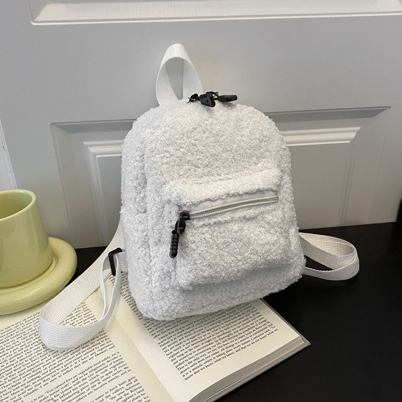 MIKO Tas Ransel Mini Bulu Sekolah Bag Kecil Mini Shoulder Vintage Viral Wanita Remaja Fashion Kuliah Lucu Aesthetic Trend Backpack brown Black Konser Perempuan Anak Style Chikoisme