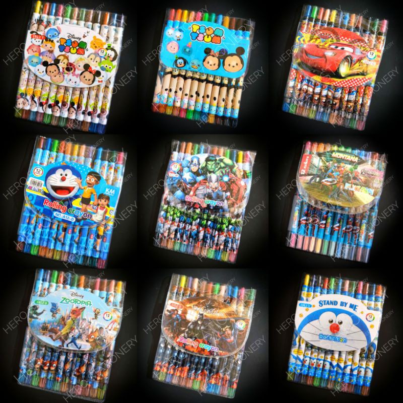 

Krayon putar fancy motif random laki laki superhero avengers cars doraemon zootopia 12 warna