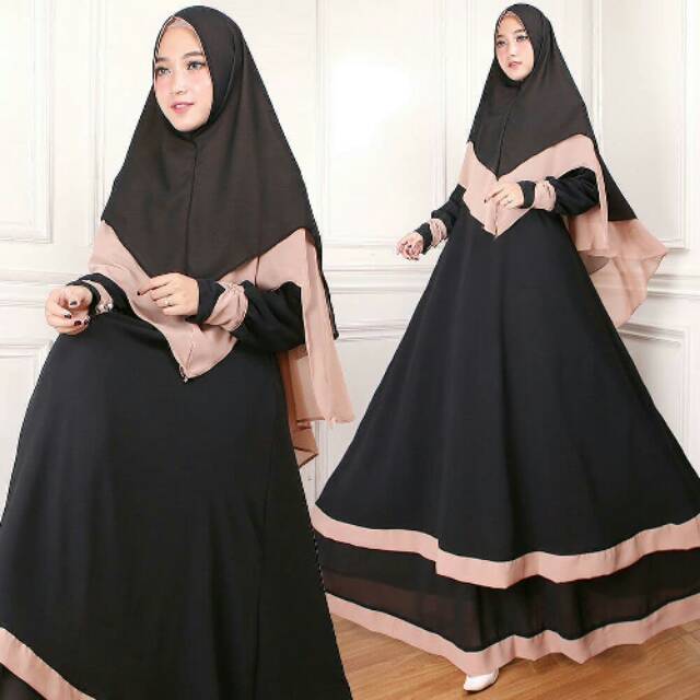 Gamis ceruty two tone