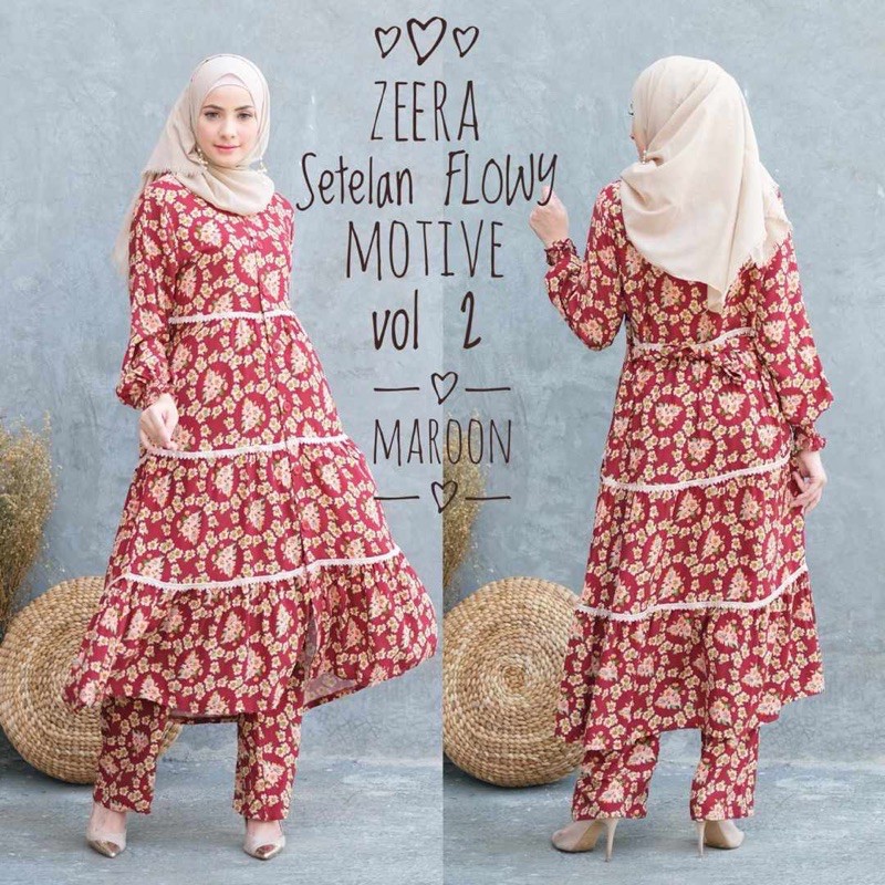 Daster Arab Setelan Flowy Motif Vol 2 by zeera