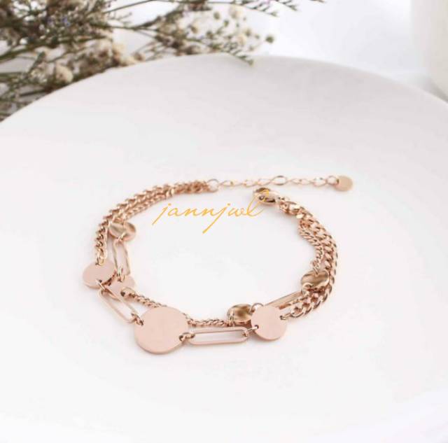 Gelang cantik import rantai korea titanium asli anti alergi dan karat GRT-09