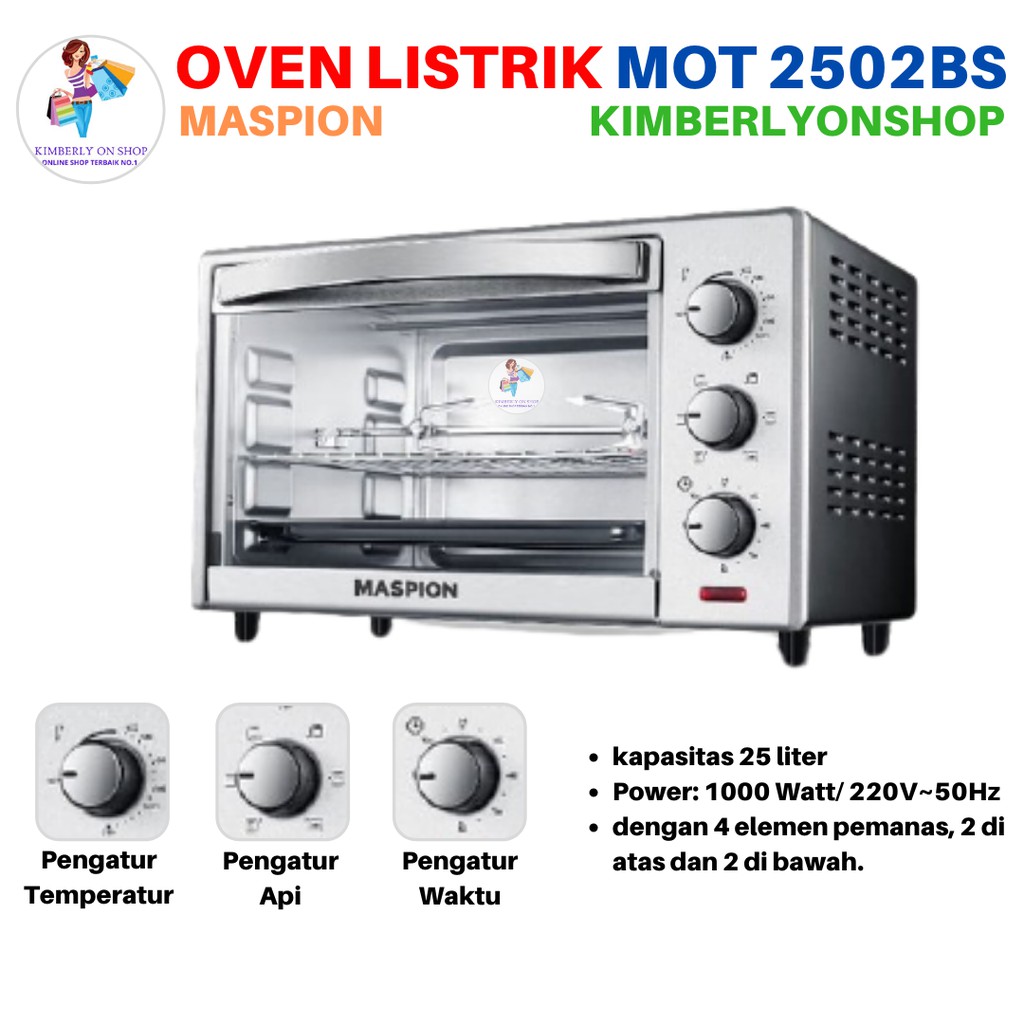 Kimberlyonshop Oven Listrik Toaster MOT 2502BS Kapasitas 25 Maspion