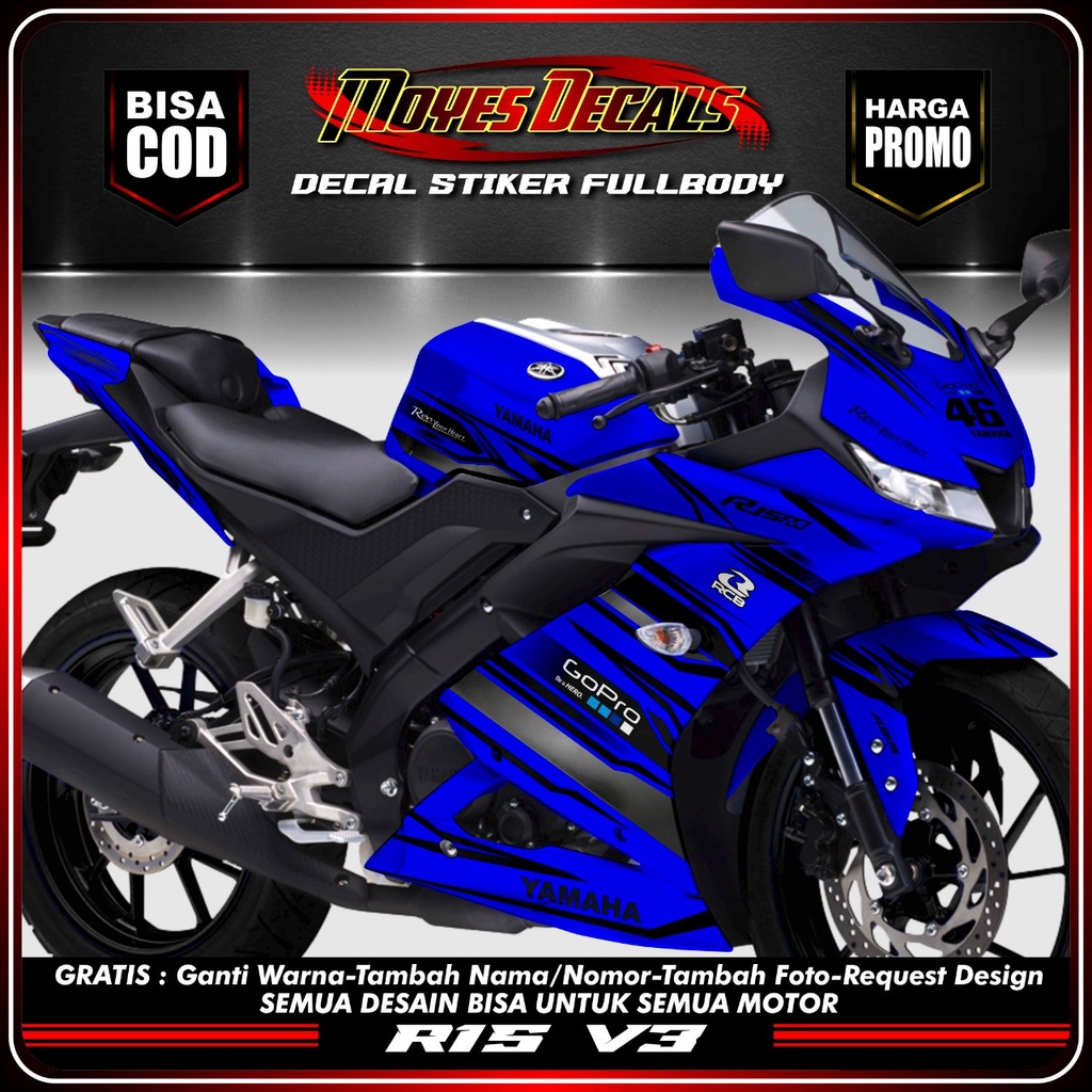 Decal Stiker R15 V3 Grafiks Full Biru