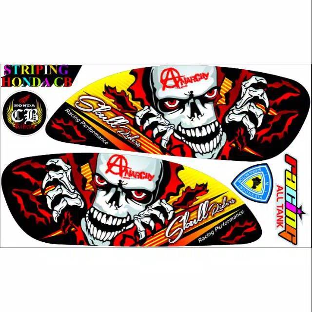 Striping sticker All tank CB Skull hitam stickermart9 variasi