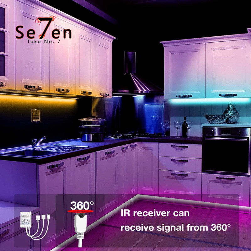 54D Led Strip RGB 5050 IP65 12V Remote 10M 2 Cabang Lengkap