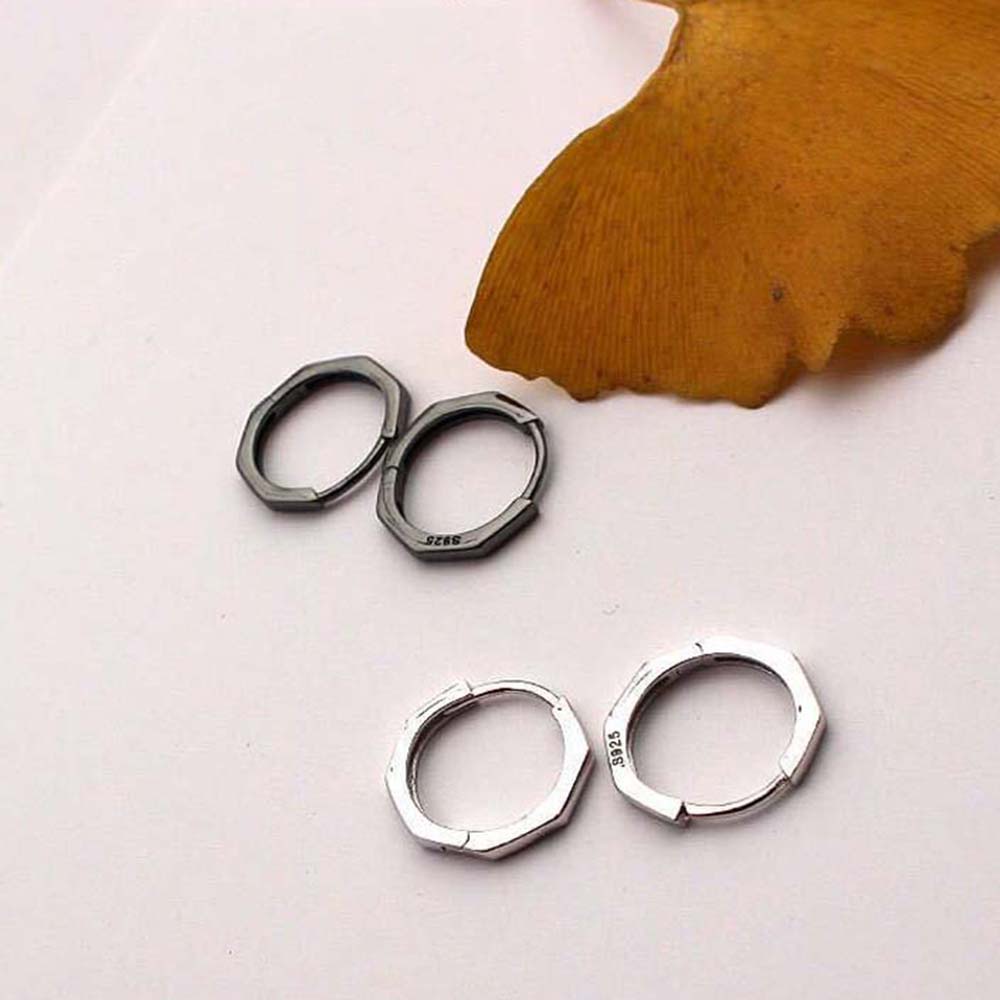 Anting Hoop Bentuk Segi Delapan Geometris Bahan Tembaga Polished Warna-Warni Gaya Korea Untuk Wanita