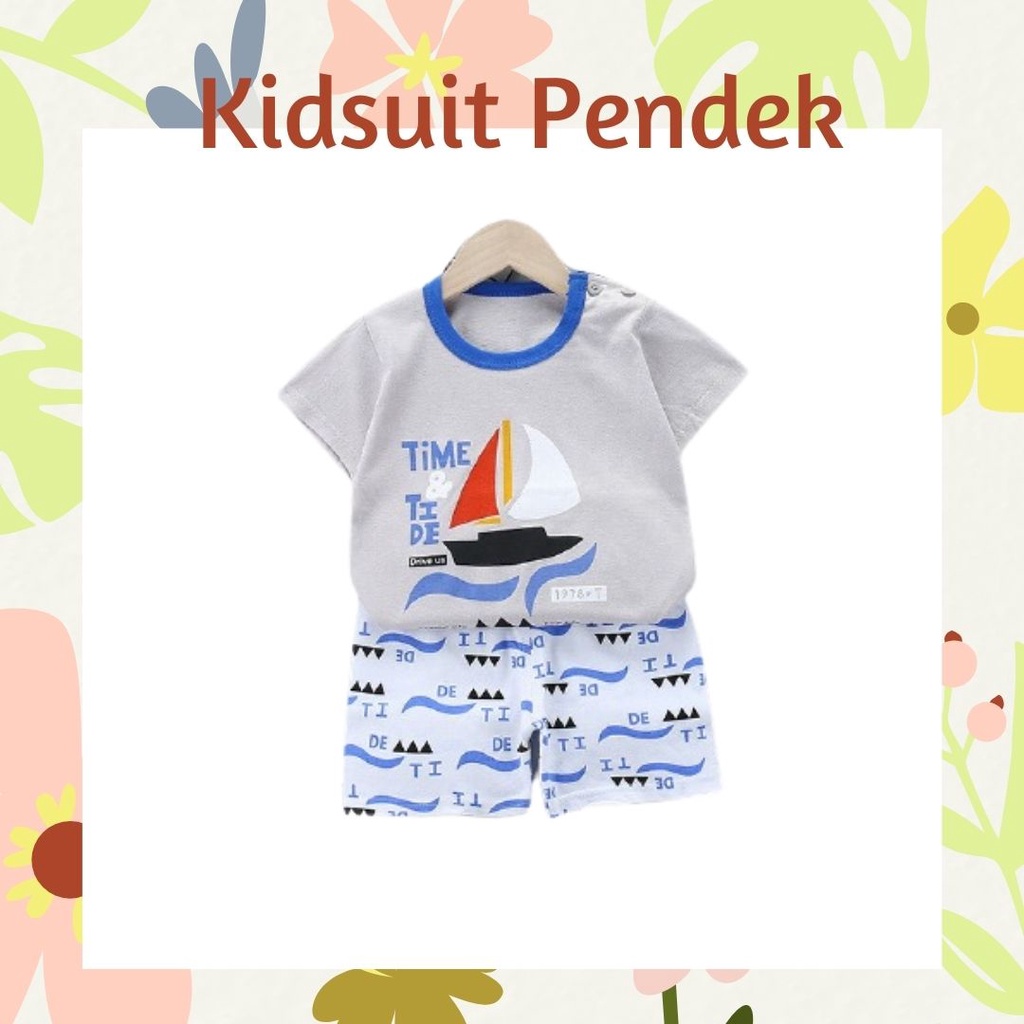 plazababyku KIDS SUIT PENDEK Setelan Anak Bahan Kaos Lengan +Celana Berkualitas Import 0-3 Tahun ebv