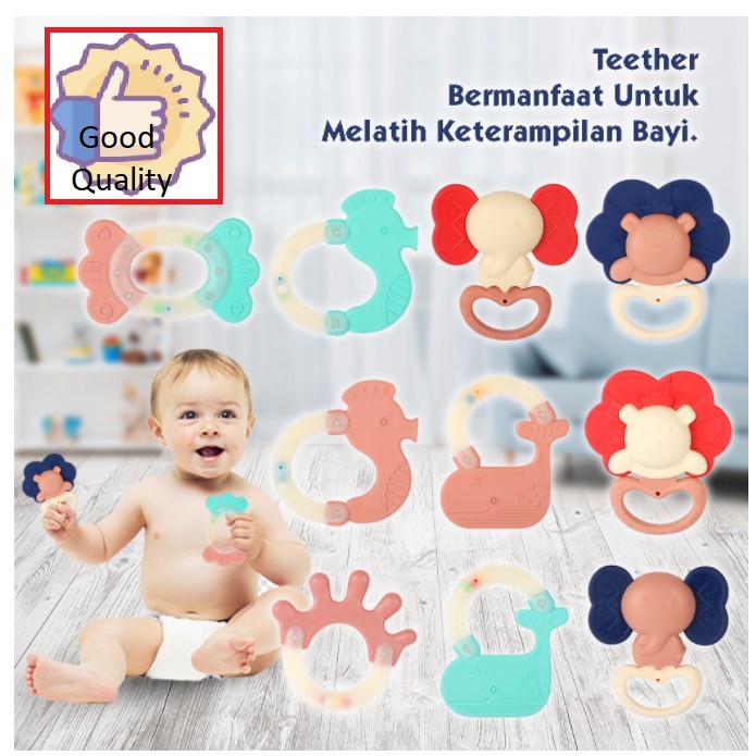 Rattle Stick Shaking Ball dan Teether Rattle bahan silikon dan plastik aman CBKS LC