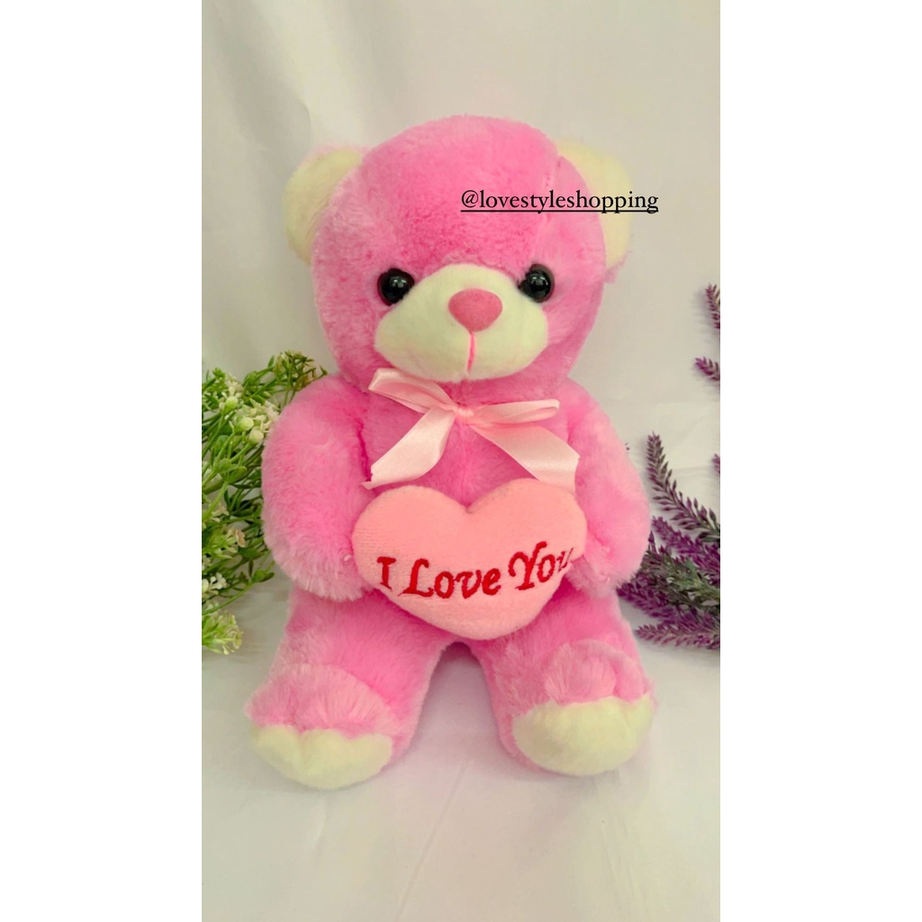 Boneka Teddy Bear I Love You Pink Big dan Medium Size