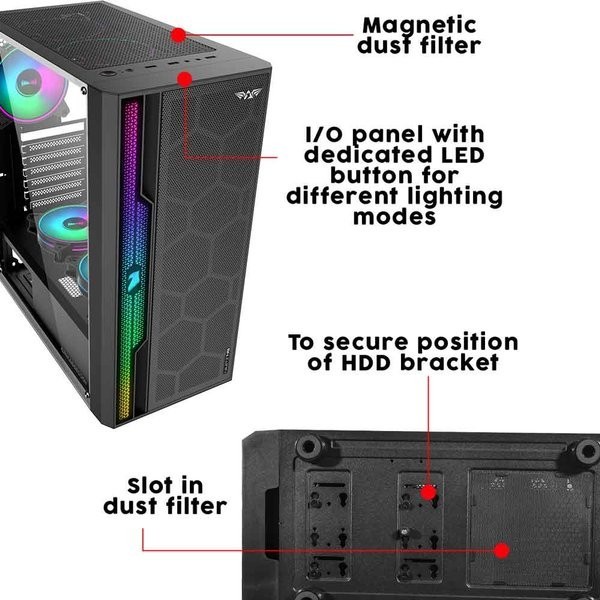 Armaggeddon Nimitz N9 ATX Gaming PC Case Tempered Glass Side Panel