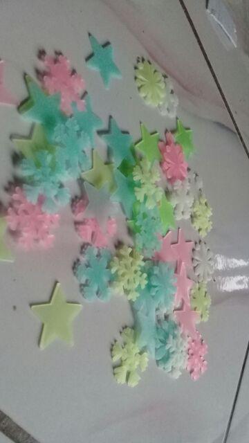 Snow Snowflake Ny Store Bintang Star Seller Stiker Dinding Glow In The Dark Stiker Stars Elber Dekor