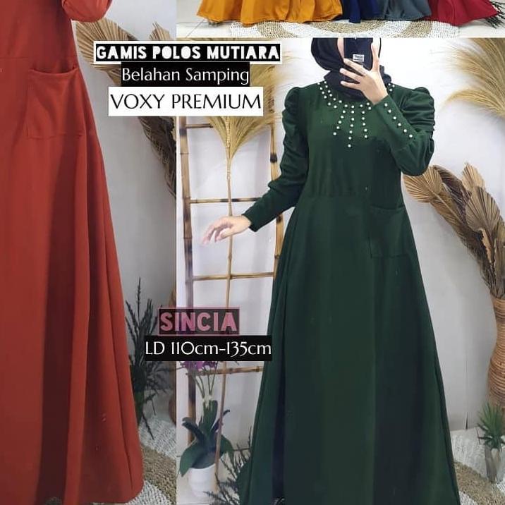 ♥ westylis Gamis Jumbo Kerah Mutiara Lengan Puffy ( Real Pick ) Gamis Jumbo Mutiara Terbaru Ld 110-1