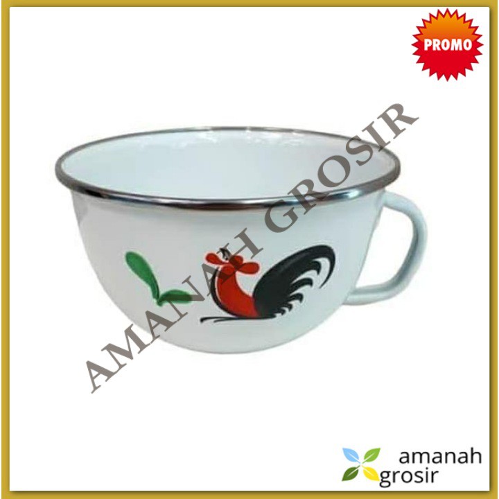 Mangkok Mangkuk Soup Mug Enamel Kukuruyuk  Ayam Jago 14cm Murah