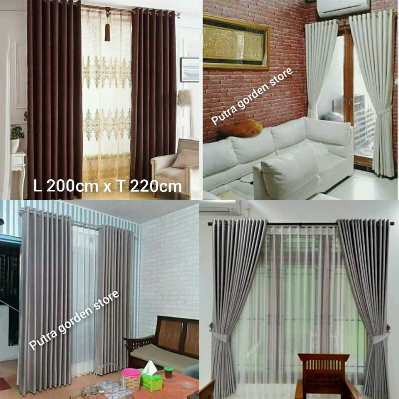 gorden blackout gorden jendela untuk lebar 2 meter  tinggi 220cm