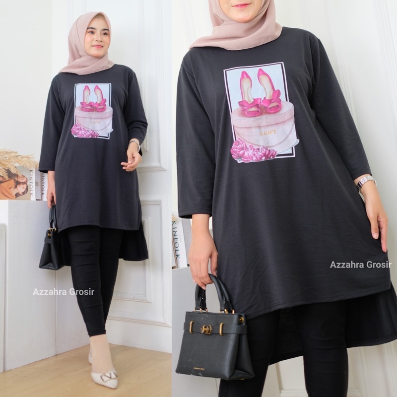 Gift Tunik - Tunik Jumbo Babyterry Spandex Print DTS LD110 Oversize Tangan 7/8 / 366-6933