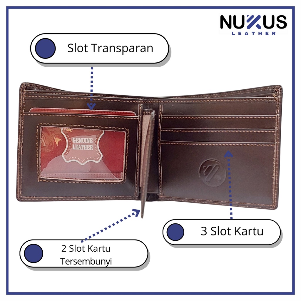 Nukus Leather Dompet Kulit Asli Pendek Pria Coklat