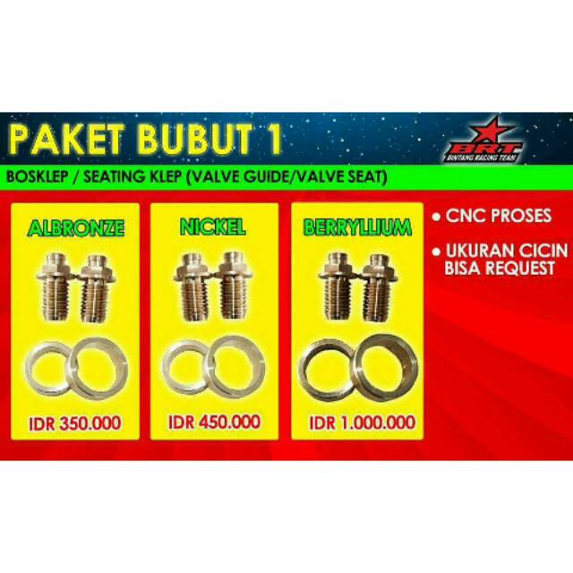 Paket Bubut 1 Bos Klep Seating Klep Brt Shopee Indonesia