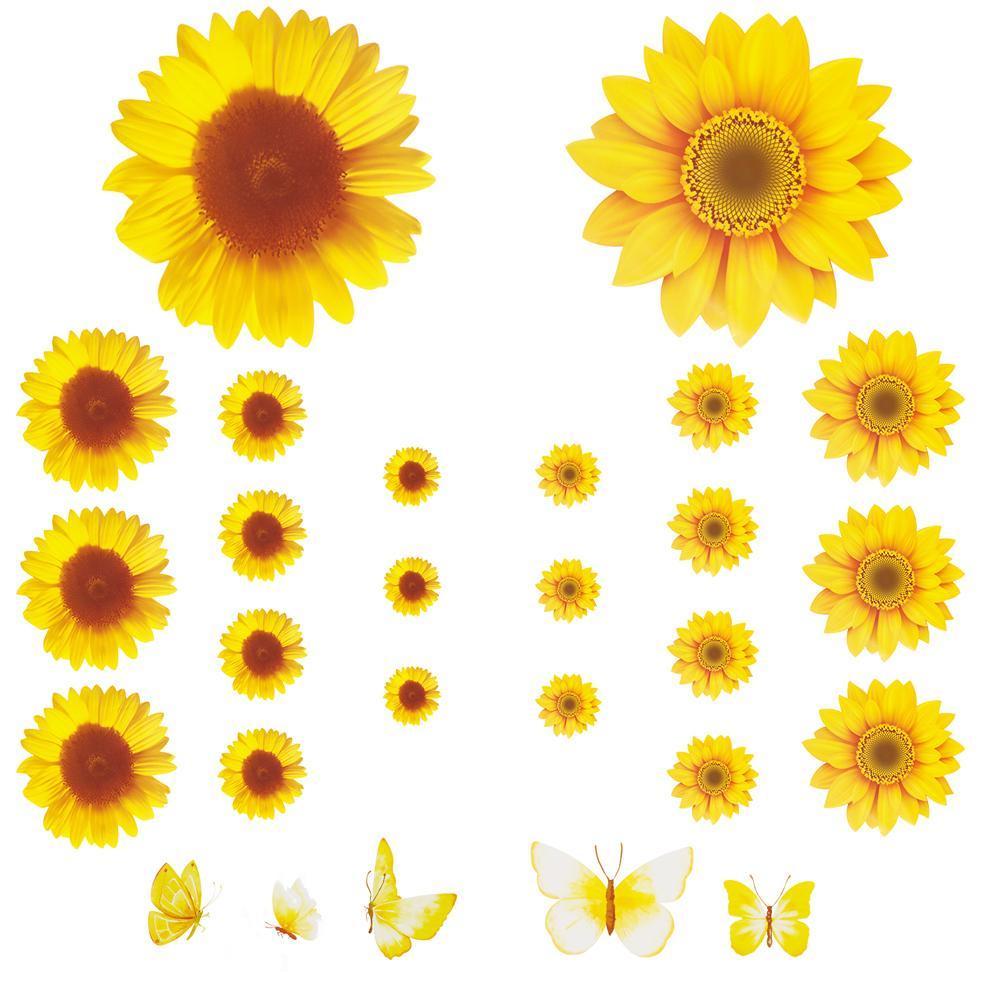 Top Sunflowers Wall Stiker Hadiah Dekorasi Rumah Nursery Ornament Motif Bunga Kuning